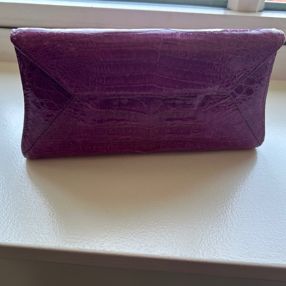 Nancy Gonzalez Pink Crocodile Clutch